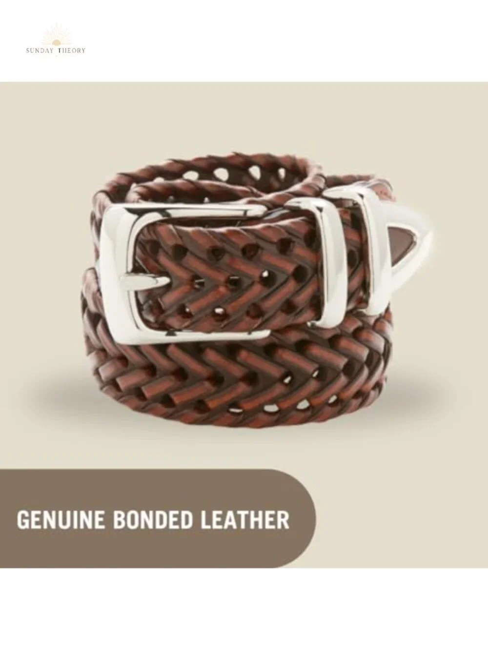 Genuine Leather Braided Dress Belt Single Prong Buckle